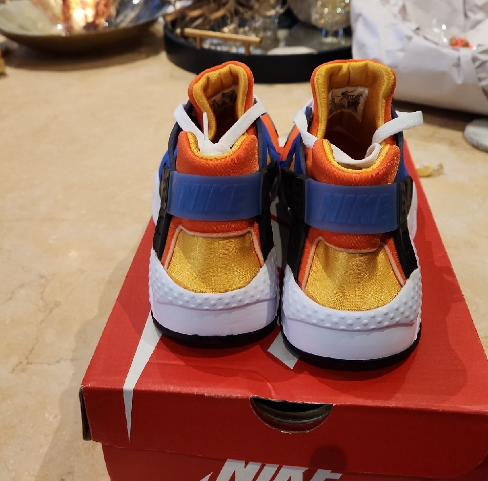 Nike Kids' Huarache Run Shoes - Blue and Orange - Picture 4 of 7